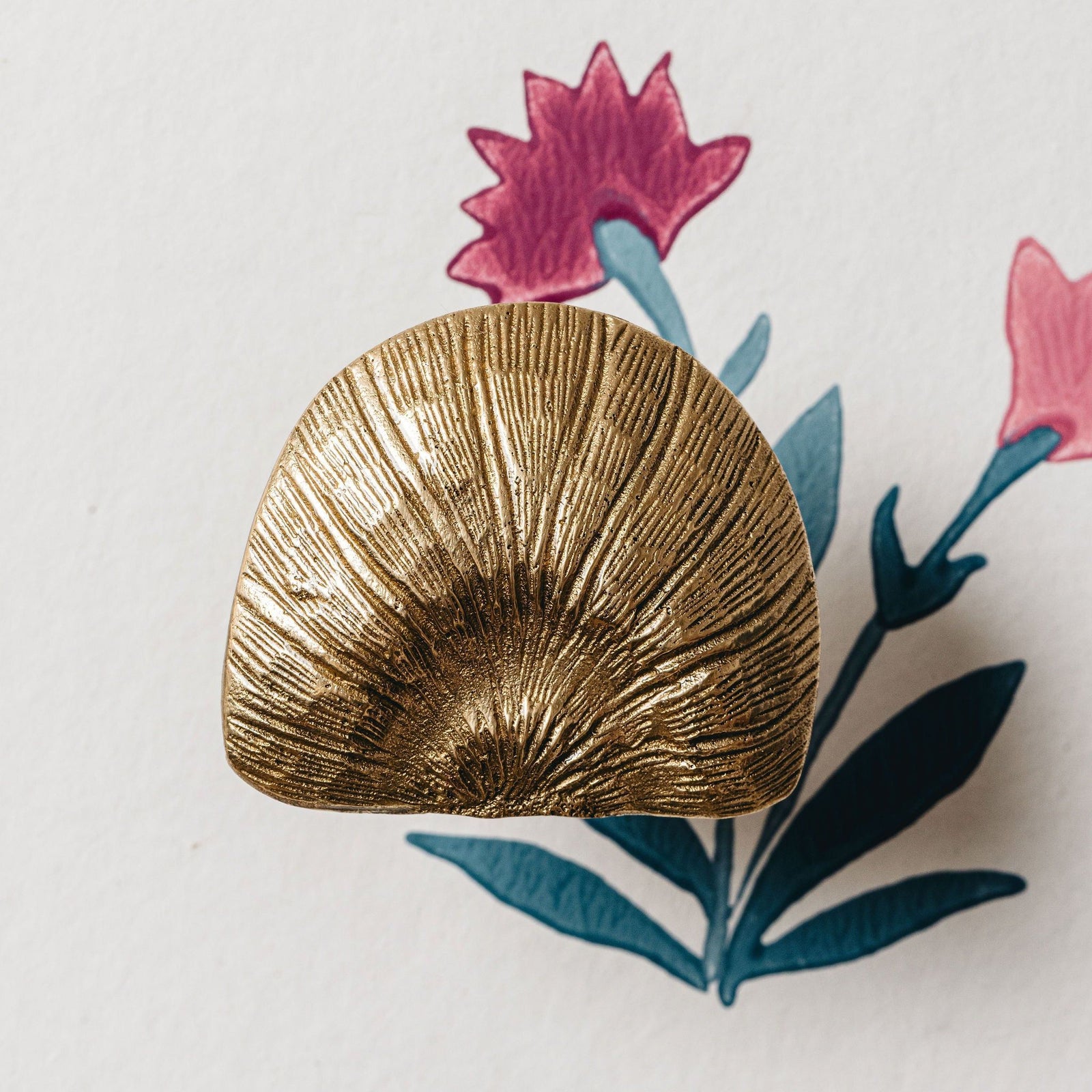 Cove Shell Knob, Antique Brass