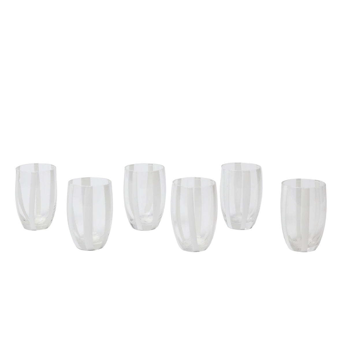 Maison Flaneur White Striped Tumblers (Set of 6)