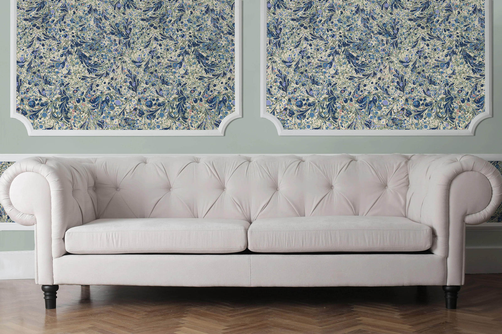 Marbled Wallpaper - 'Juniper' Colour: Blue Anise - Eco Non-Woven