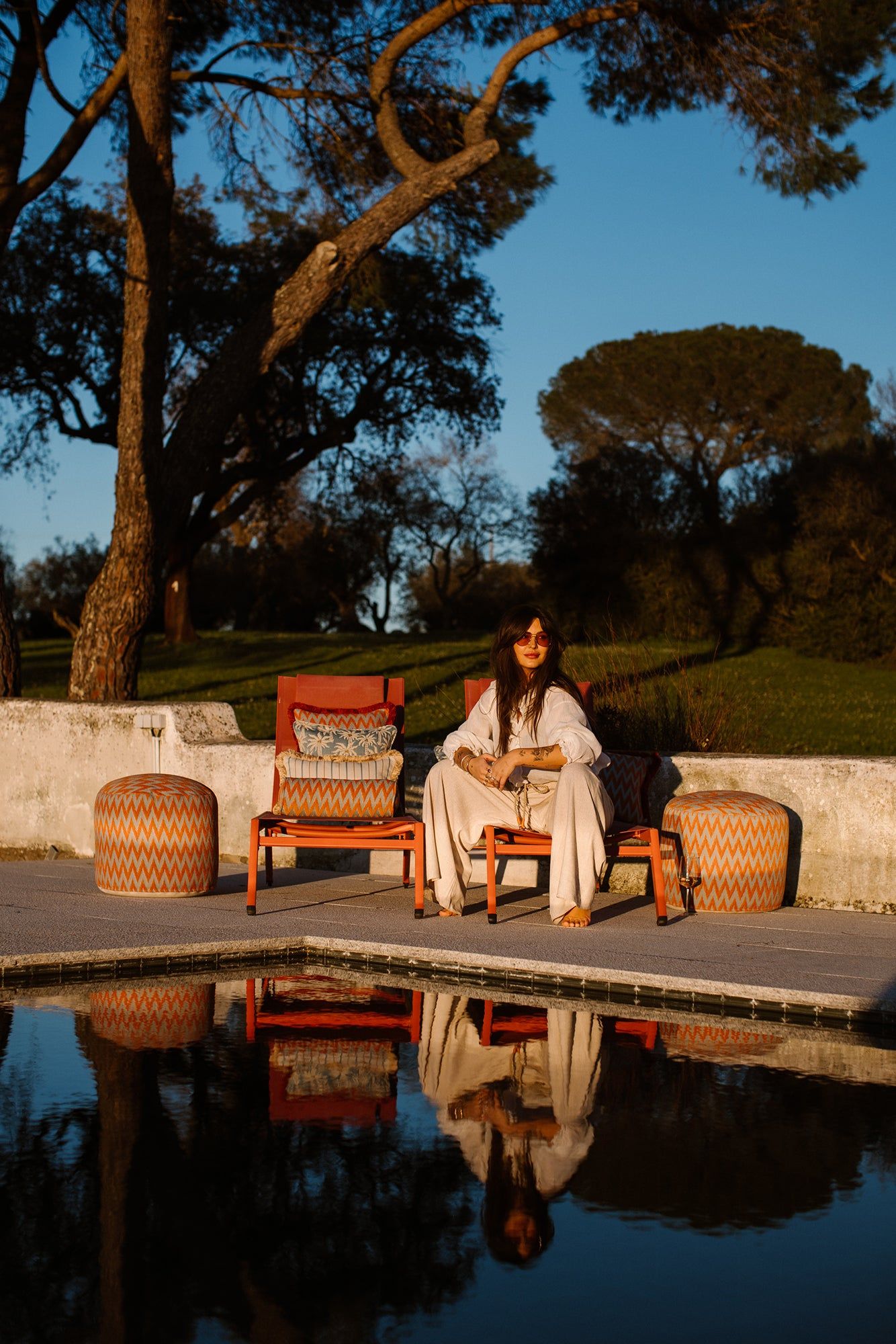 All-season Pouf Rosita Ice & Orange