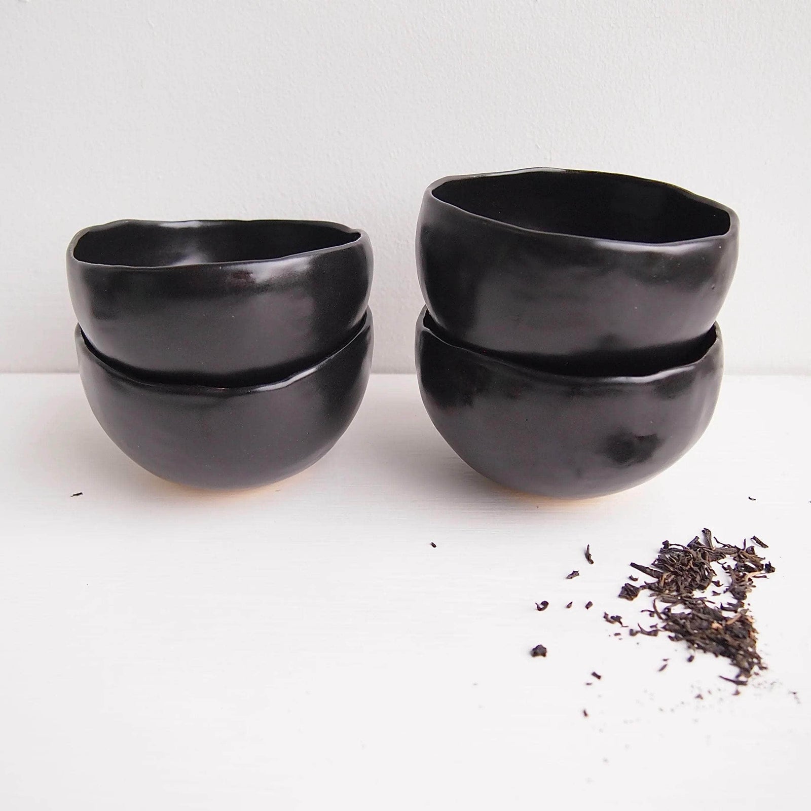 Handmade Black Cherry Pottery Tea Bowl