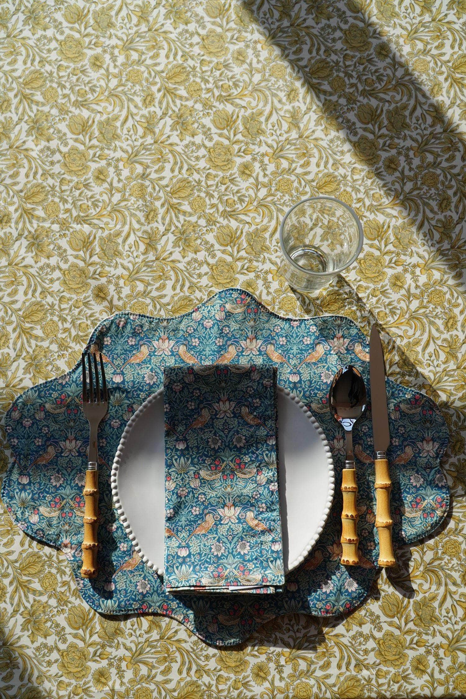 Reversible Wavy Placemat Made With Liberty Fabric Betsy Sage & Strawberry Thief