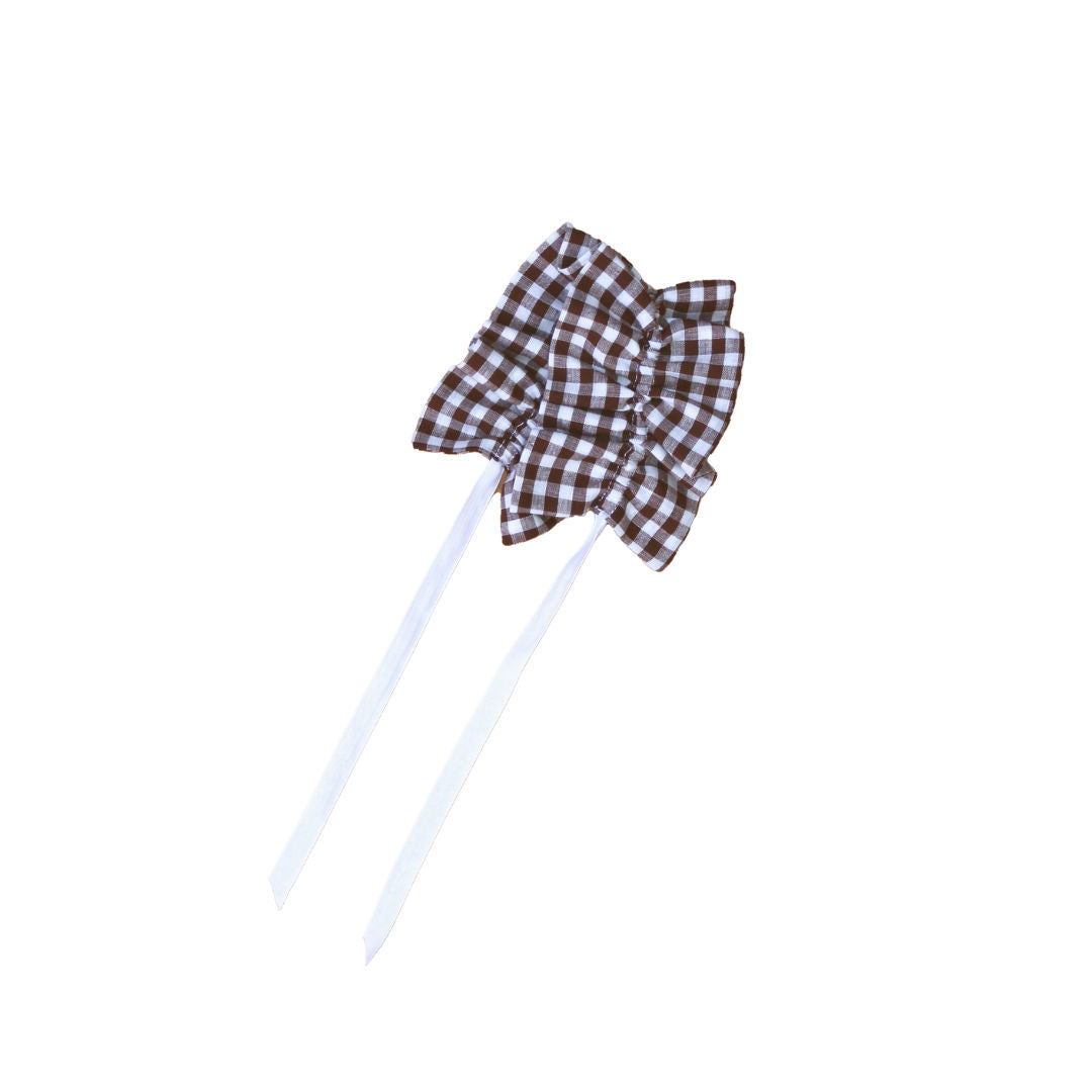 Ruffle Napkin Ring  Brown Gingham Set of Two