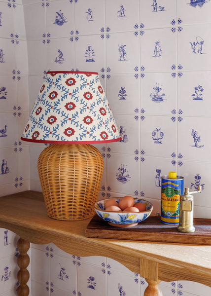 Folk Flower Lampshade - Red / Blue