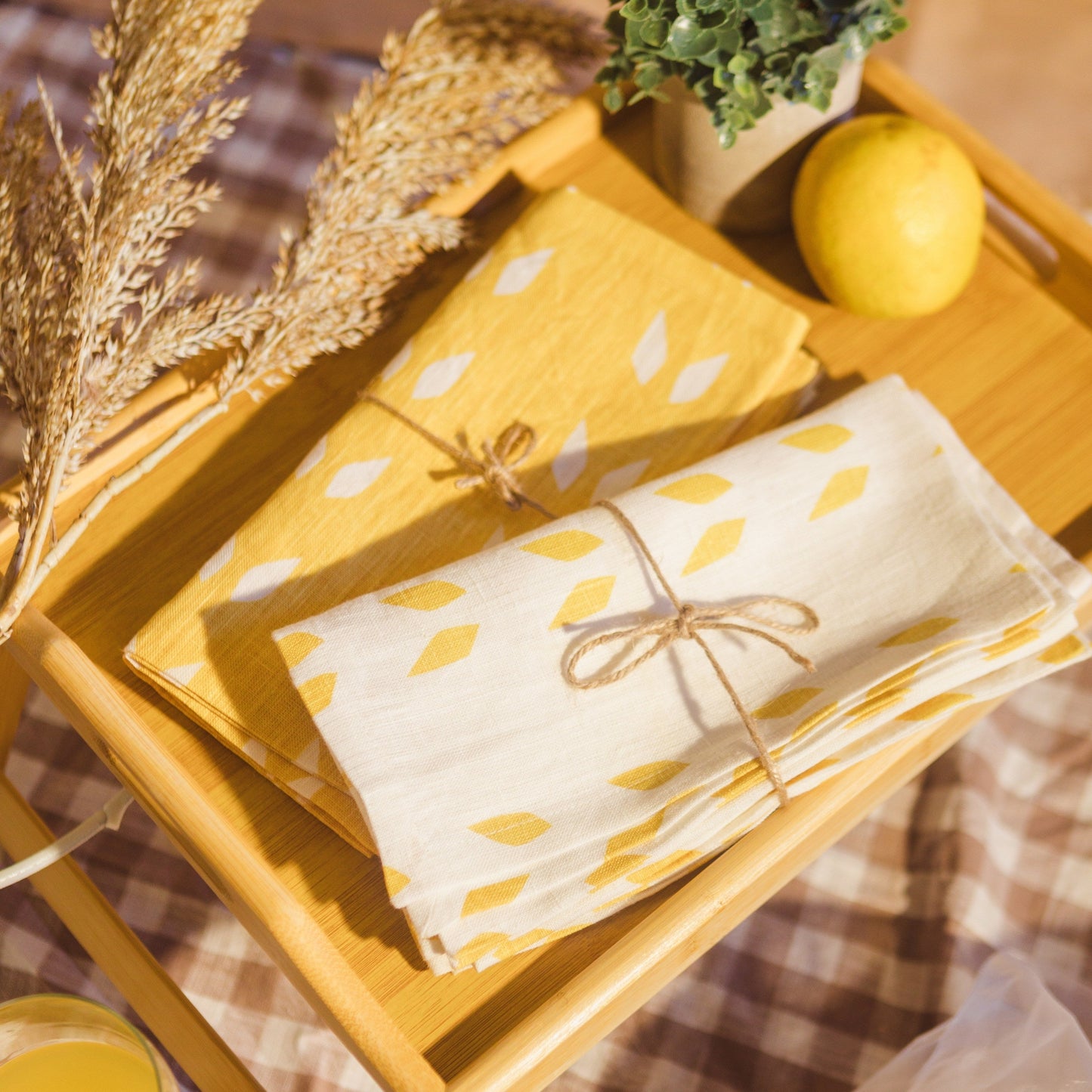 Terra - Pure Linen Table Napkins (Set of 2) - White Mustard