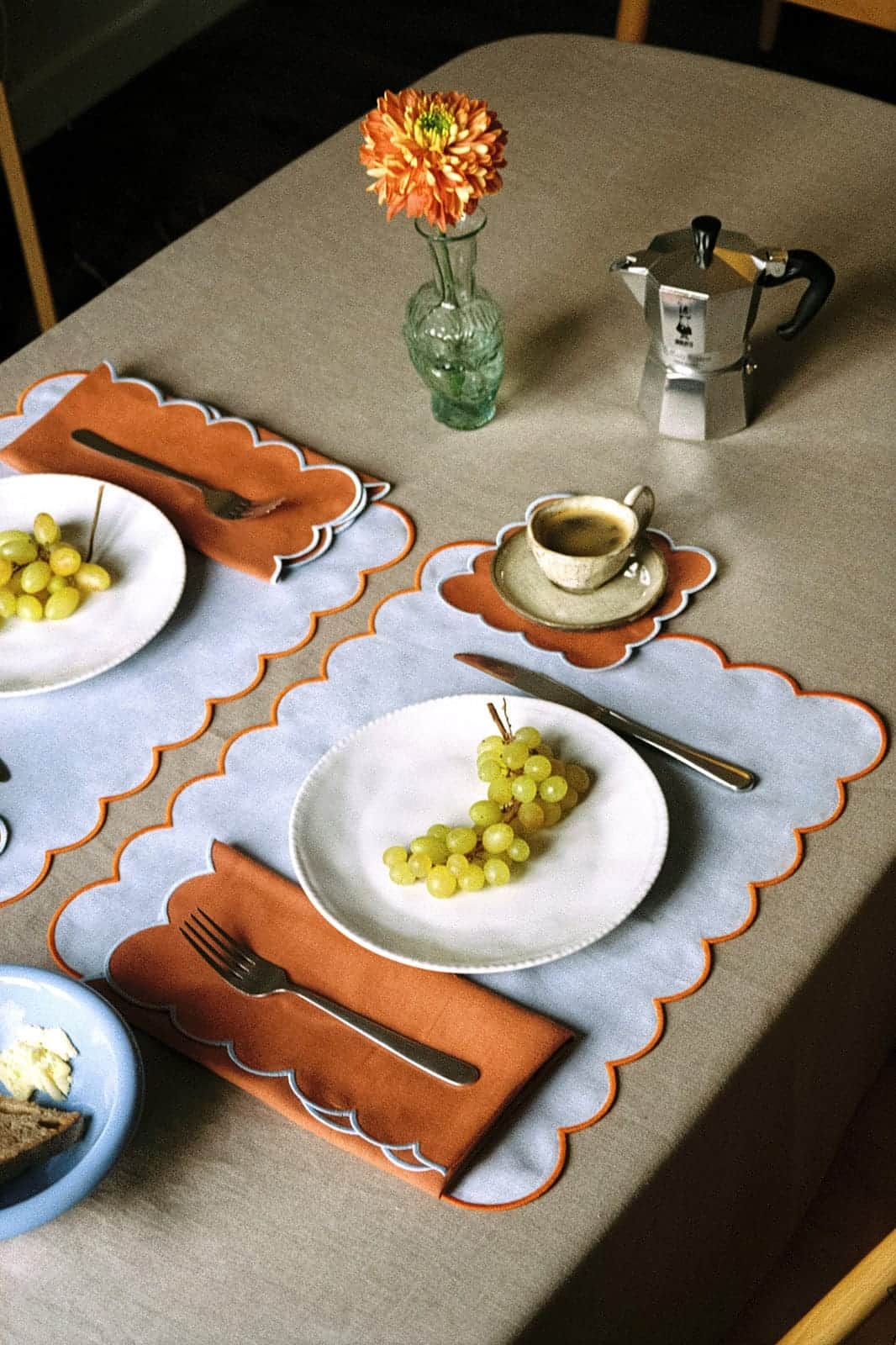 Zero-Waste Scalloped Linen Cocktail Napkins Tangerine - Set of 4