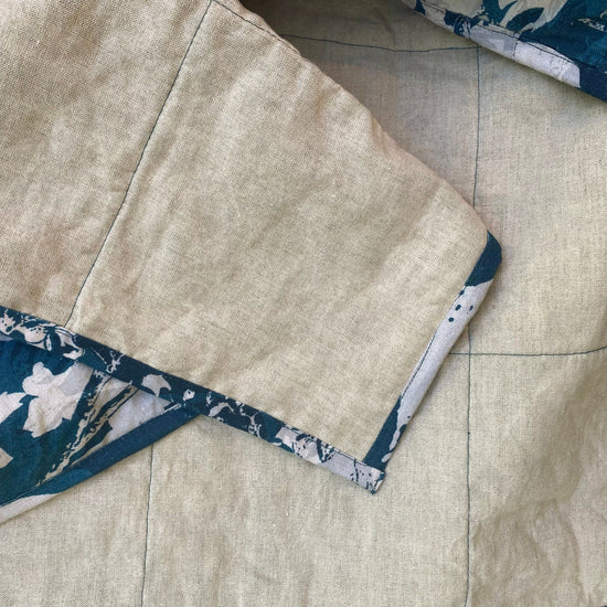 Everly Linen Quilted Throw Teal Blue