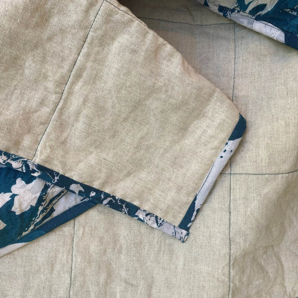 Everly Linen Quilted Throw Teal Blue