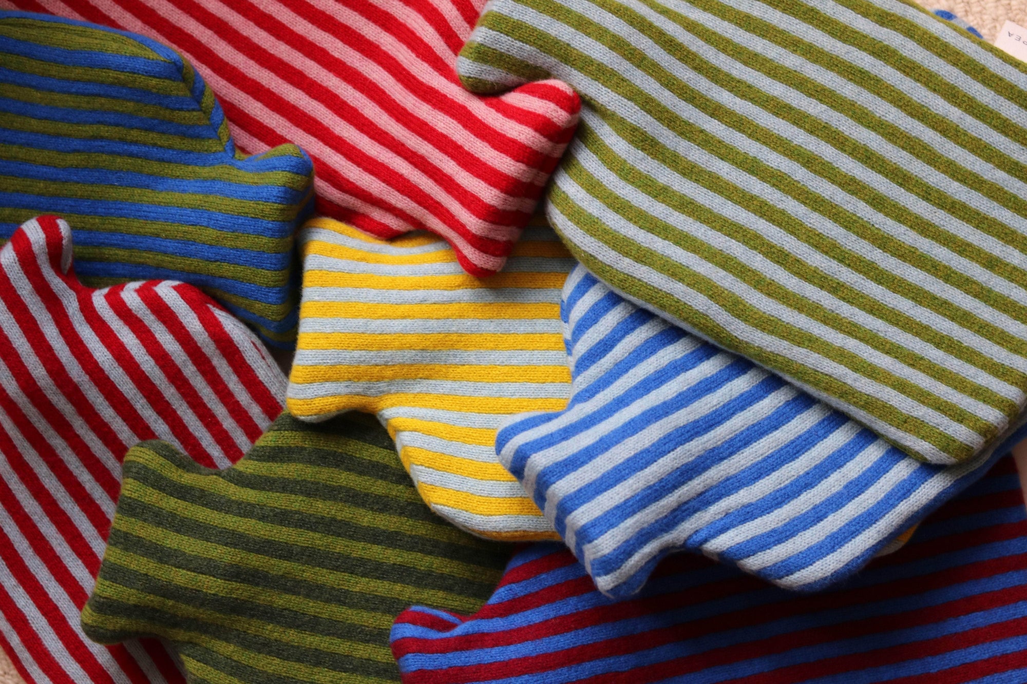 Bright Blue and Burgundy Bold Stripe Hot Water Bottle