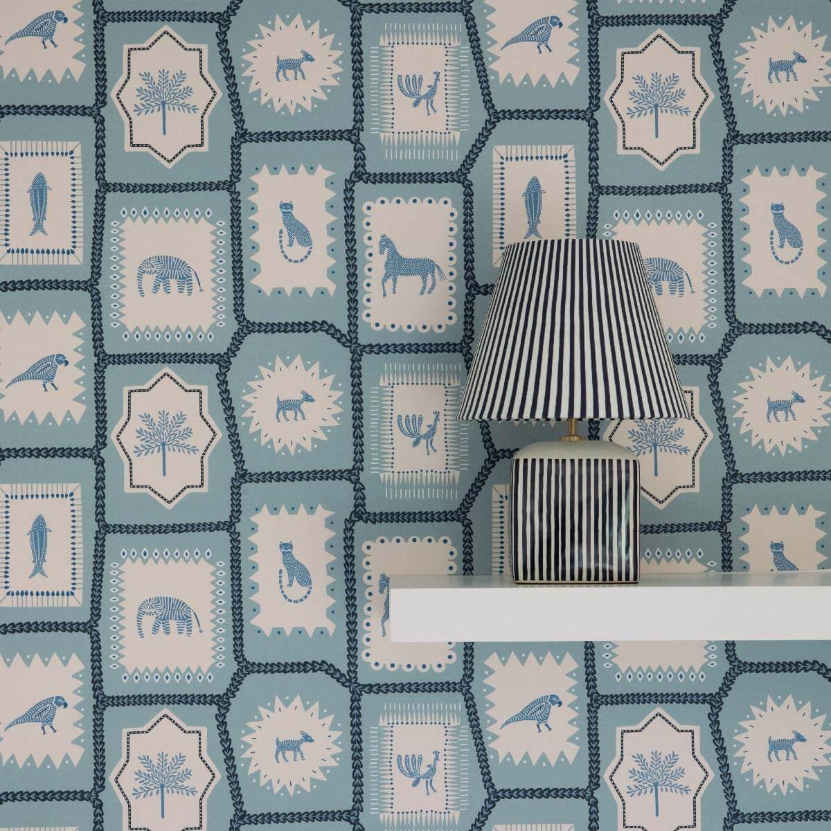 Folk Tales Wallpaper - Blue-