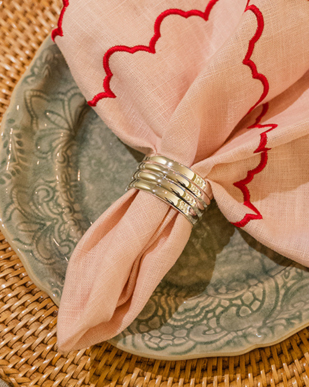 Striped Silver Napkin Ring