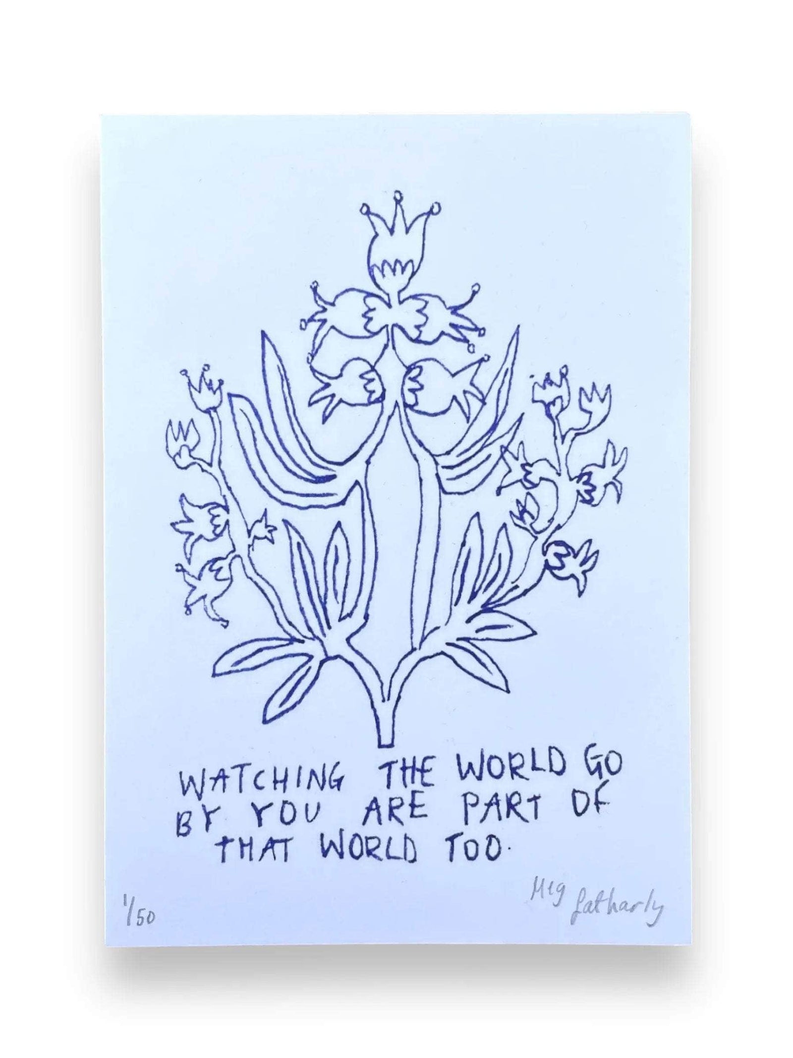 Limited Edition Flower Drawing Print - Watching The World Go By
