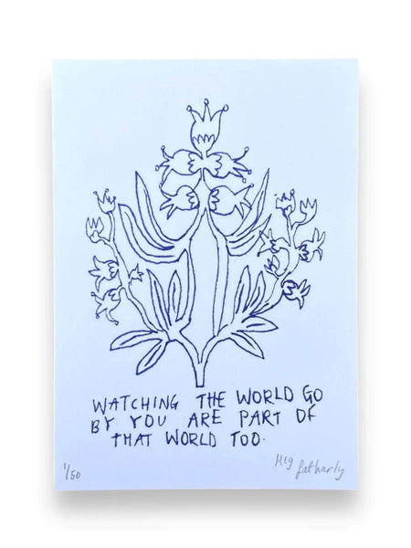 Limited Edition Flower Drawing Print - Watching The World Go By
