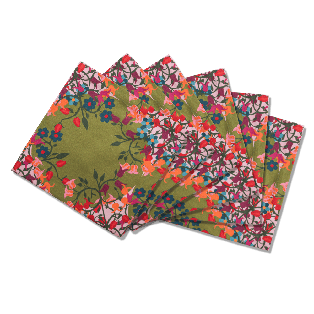 6 Napkins Blumen Green Offcut Version
