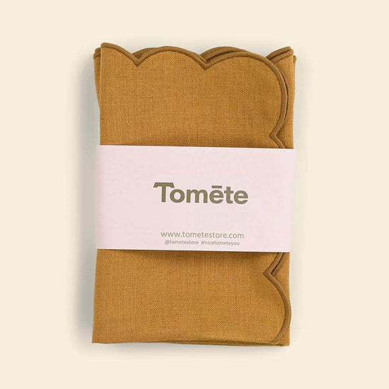 The Yellow Ochre Linen Scalloped Napkins (Set of 2)