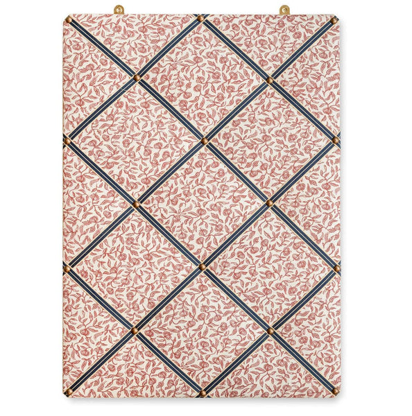 Ribboned Bulletin Board in Volga's Pomegranate Print in Marsala with Peacoat Trim