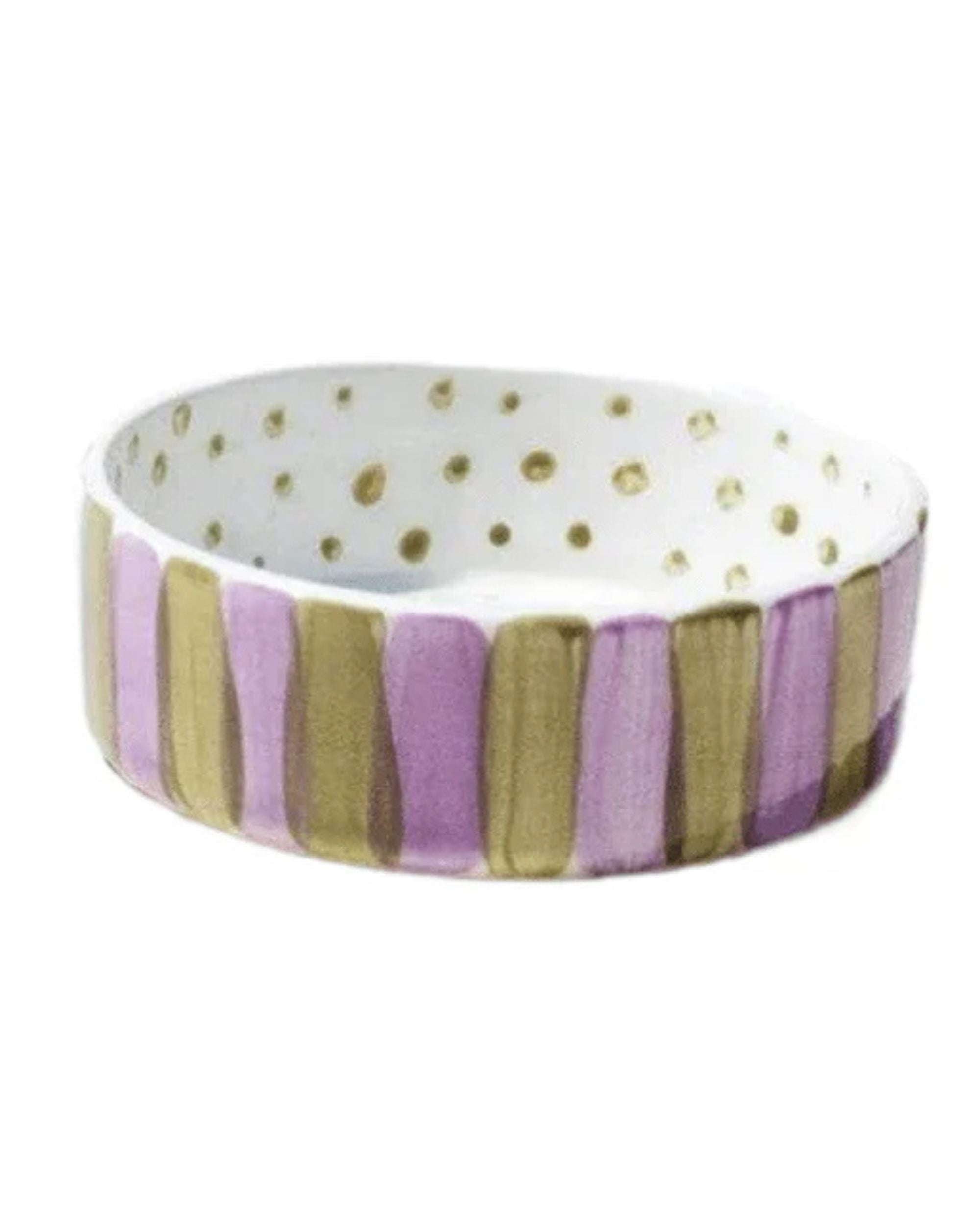 Olive On Purple Stripes Pet Bowl