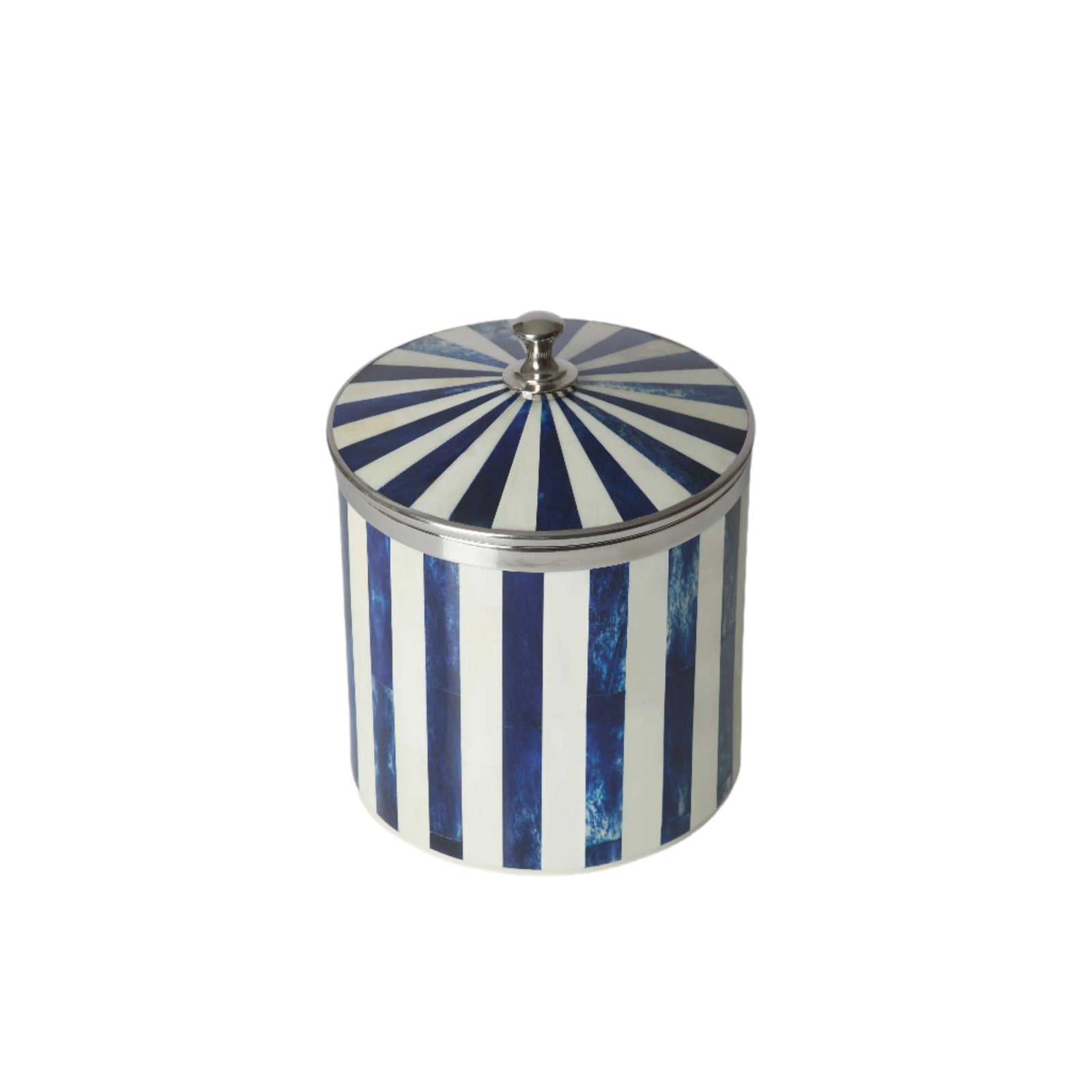 Bone Inlay Ice Bucket | Blue & White | Striped
