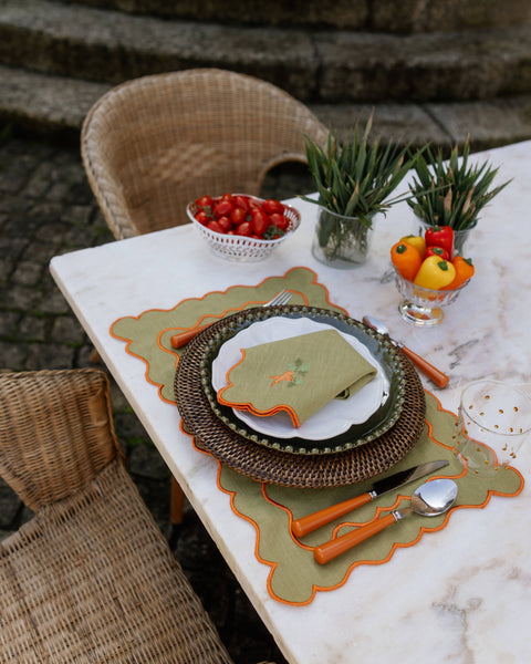 Wavy Placemat, Green with Orange