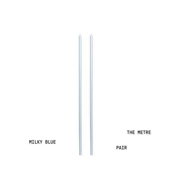 Milky Blue Tapered METRE Candle Pair