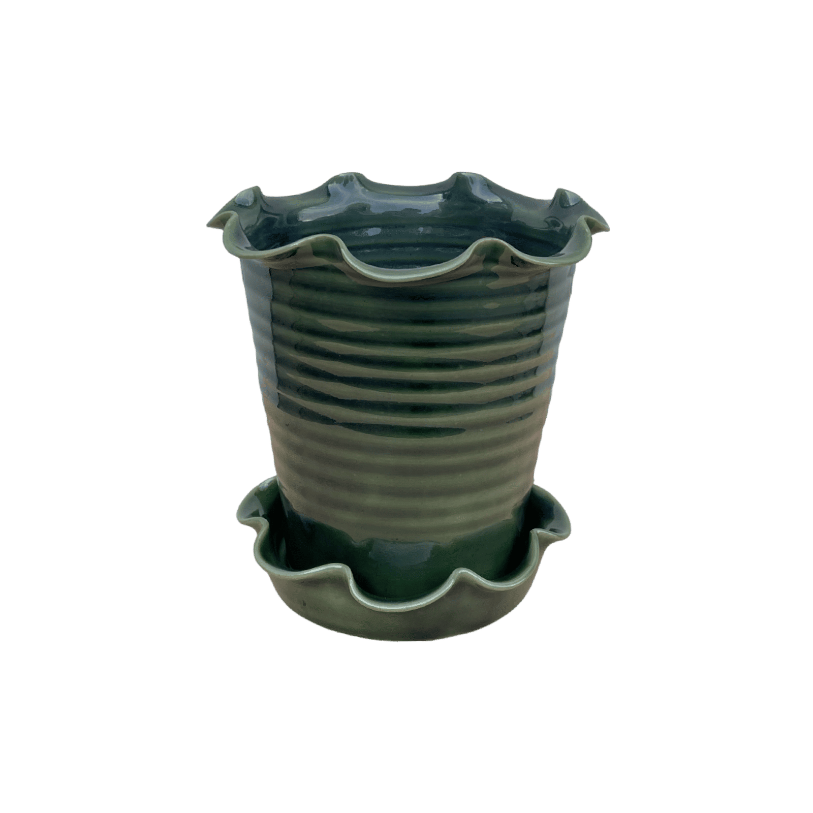 Frilly Pot - Emerald Green