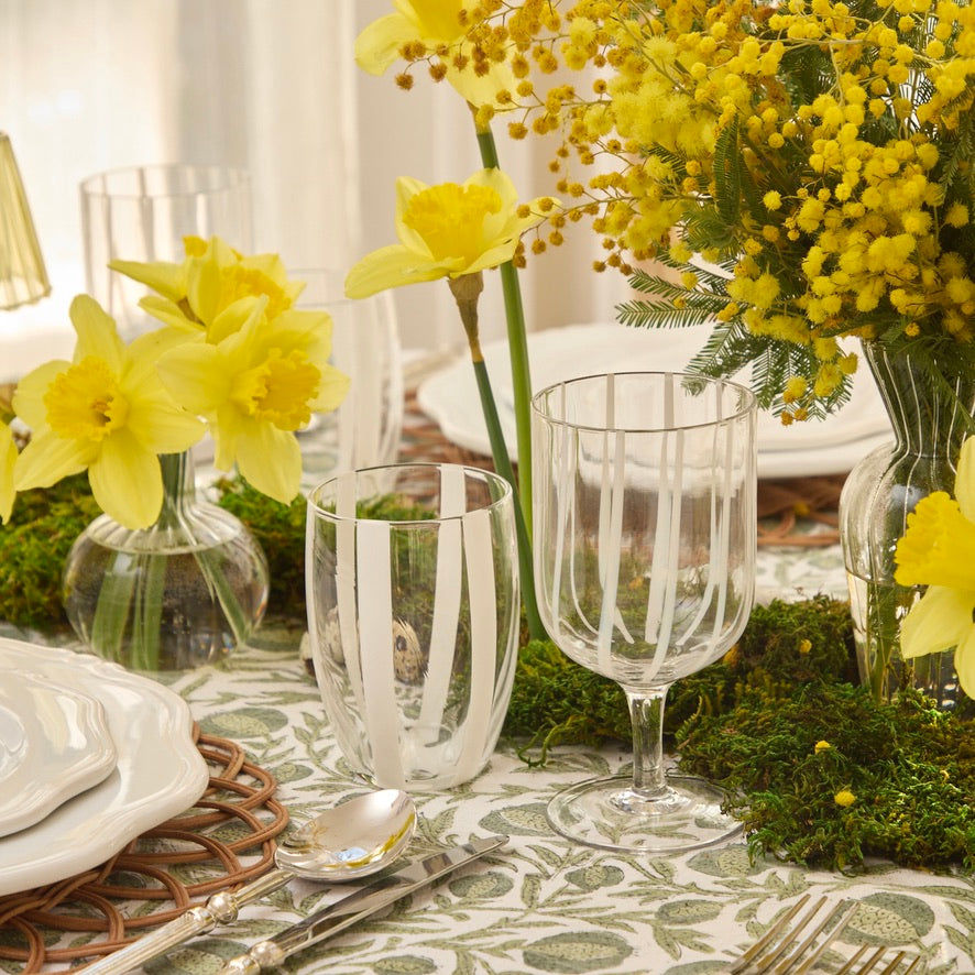 White Striped Tumblers (Set of 6)