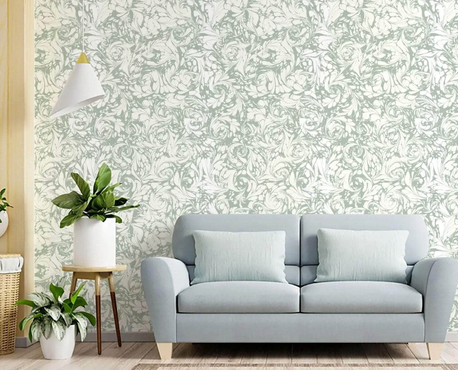 Marbled Wallpaper - 'Flourish' Col: Willow - Non-Woven
