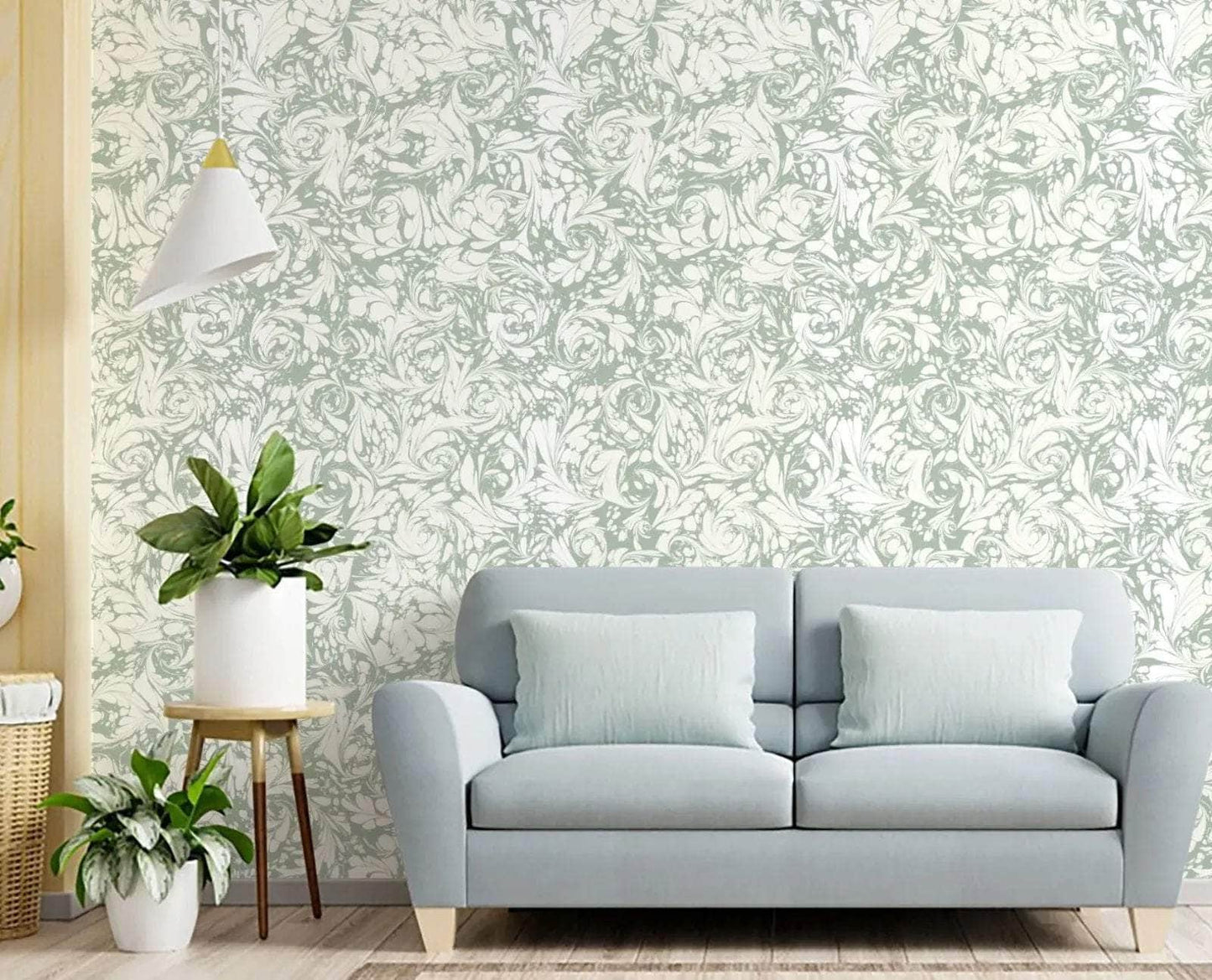 Marbled Wallpaper - 'Flourish' Col: Willow - Non-Woven