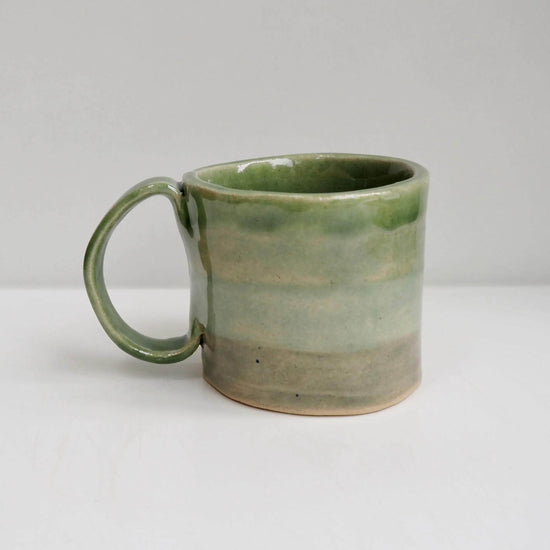 Celadon Green Stripy Ceramic Mug