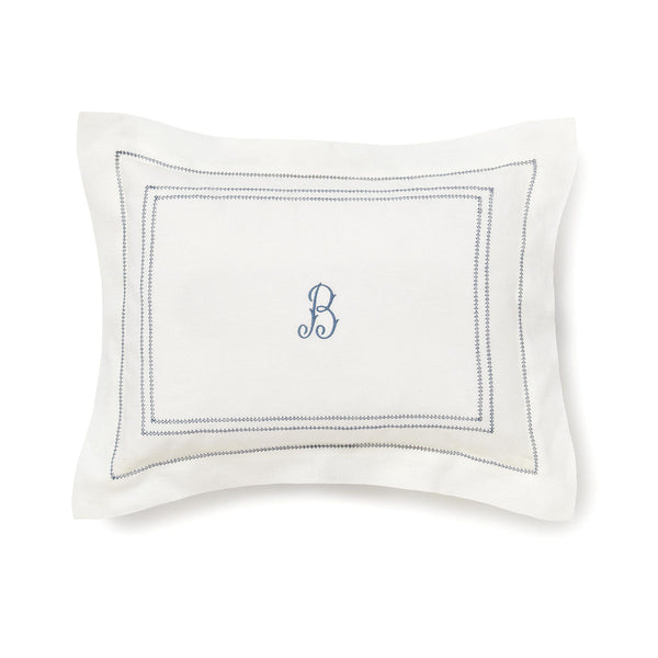 Boudoir Pillow with Hemstitch in Prussian Blue
