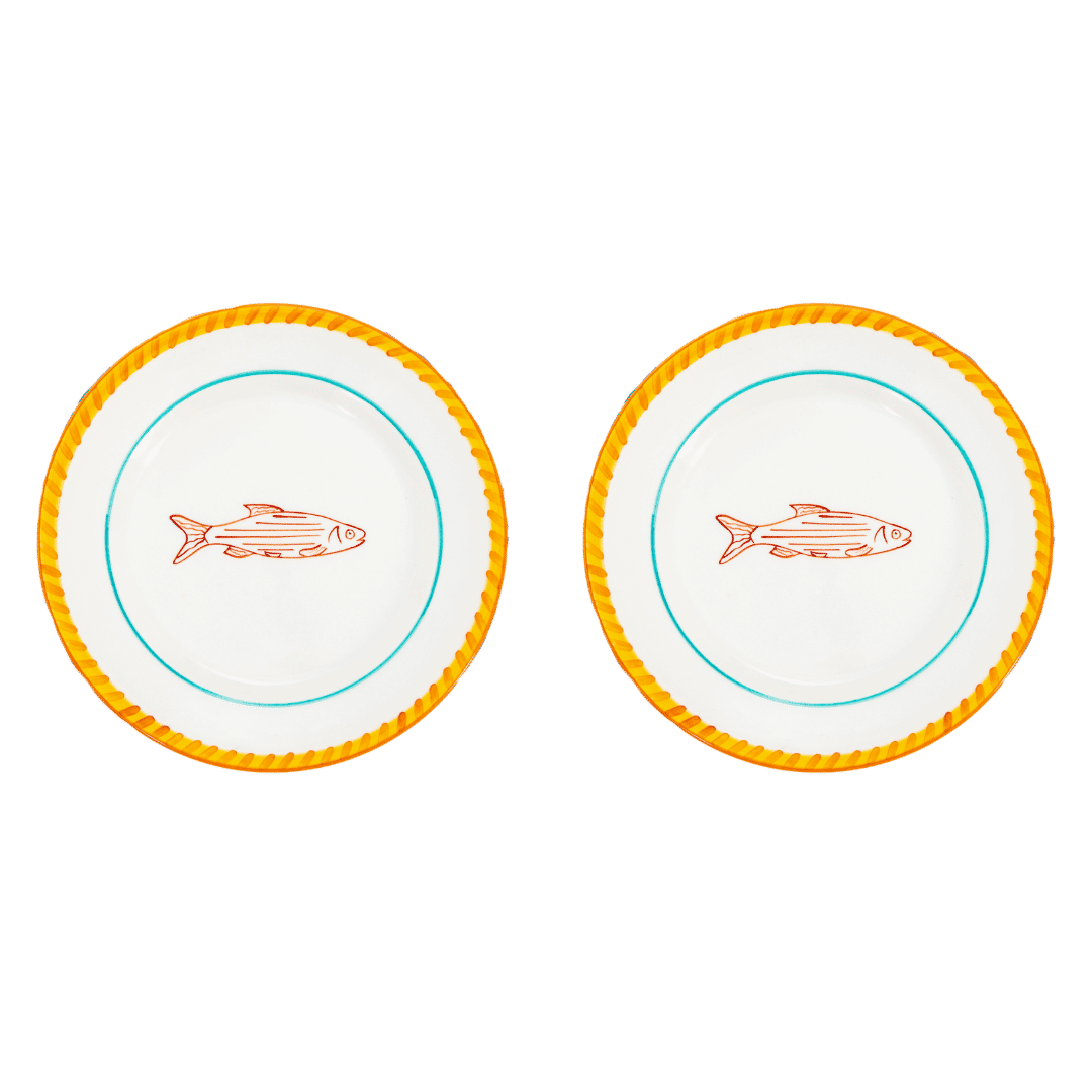 Smile Fish Dessert Plate Set-Of-Two