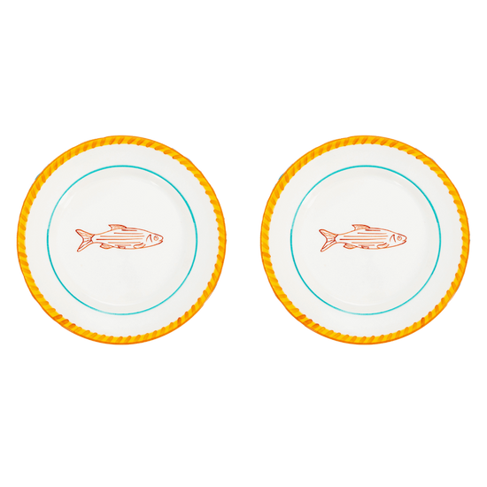 Smile Fish Dessert Plate Set-Of-Two