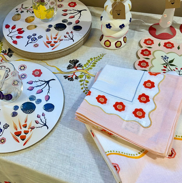 Large Rectange Scallop Floral Table Mat
