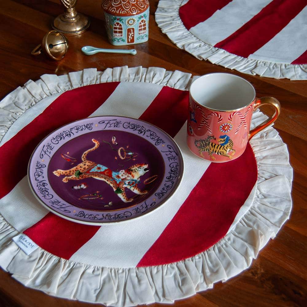 Round Ruffled Placemat - Red