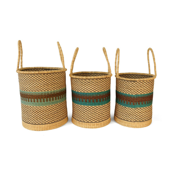 ABENA: Turquoise, Brown, Black Log or Laundry Basket