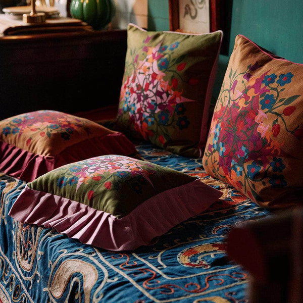 Blumen Green Square Cushion Cover