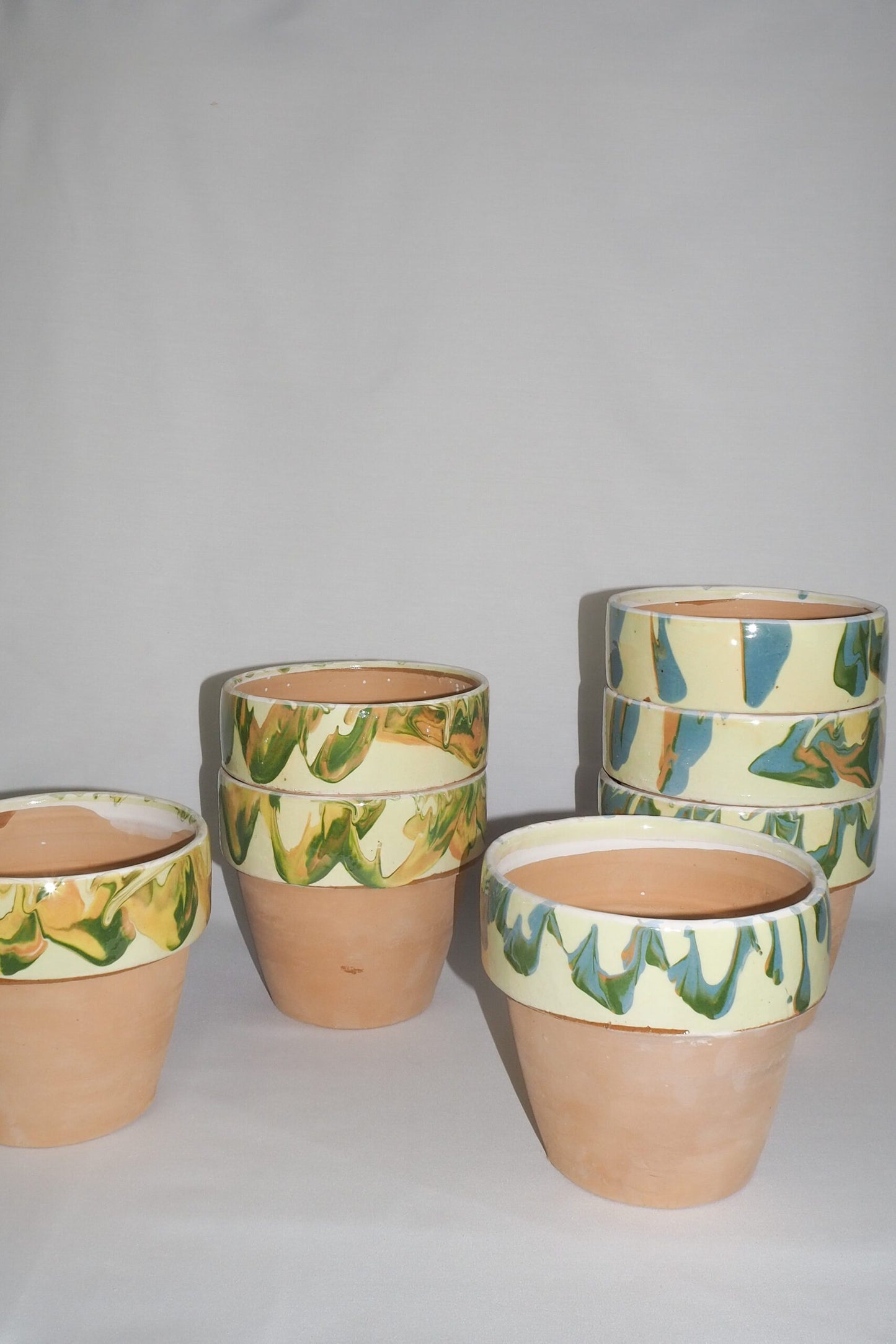 Yellow Marbled Terracotta Planter