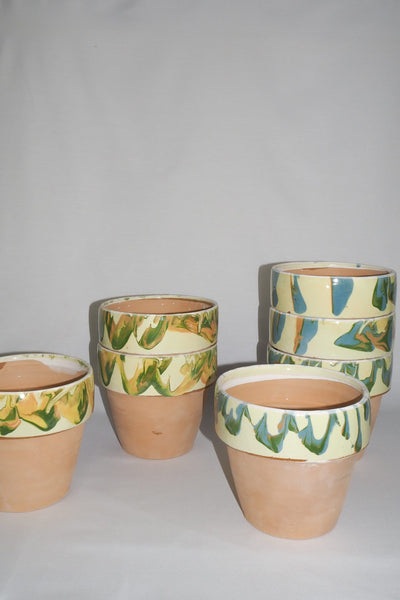 Yellow Marbled Terracotta Planter
