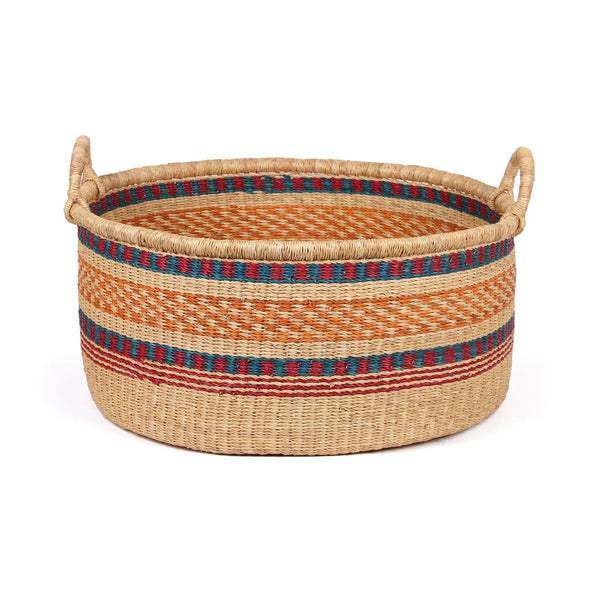 DZIFA: Large Blue, Orange and Red Floor Storage Basket with Handles