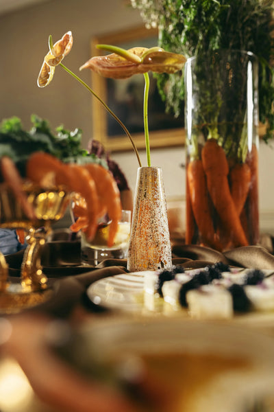 Gold Splatter Stem Vase
