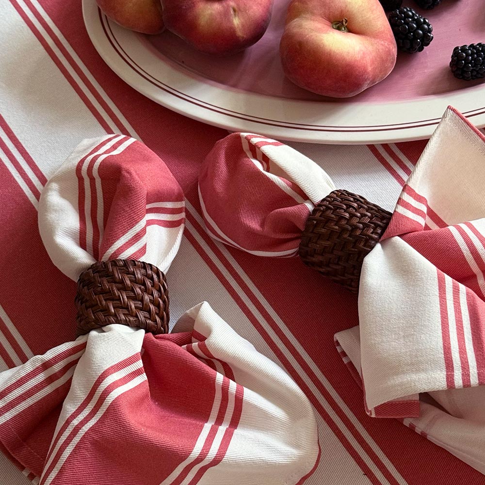 Handwoven Rattan Napkin Rings (4pcs) - Espresso