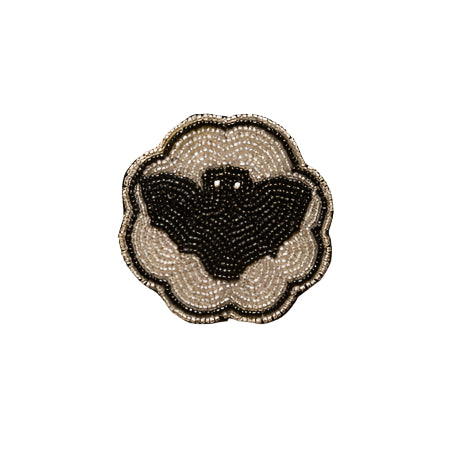 Halloween Bat Beaded Coaster – Handmade Cup Mat with Glass Beads