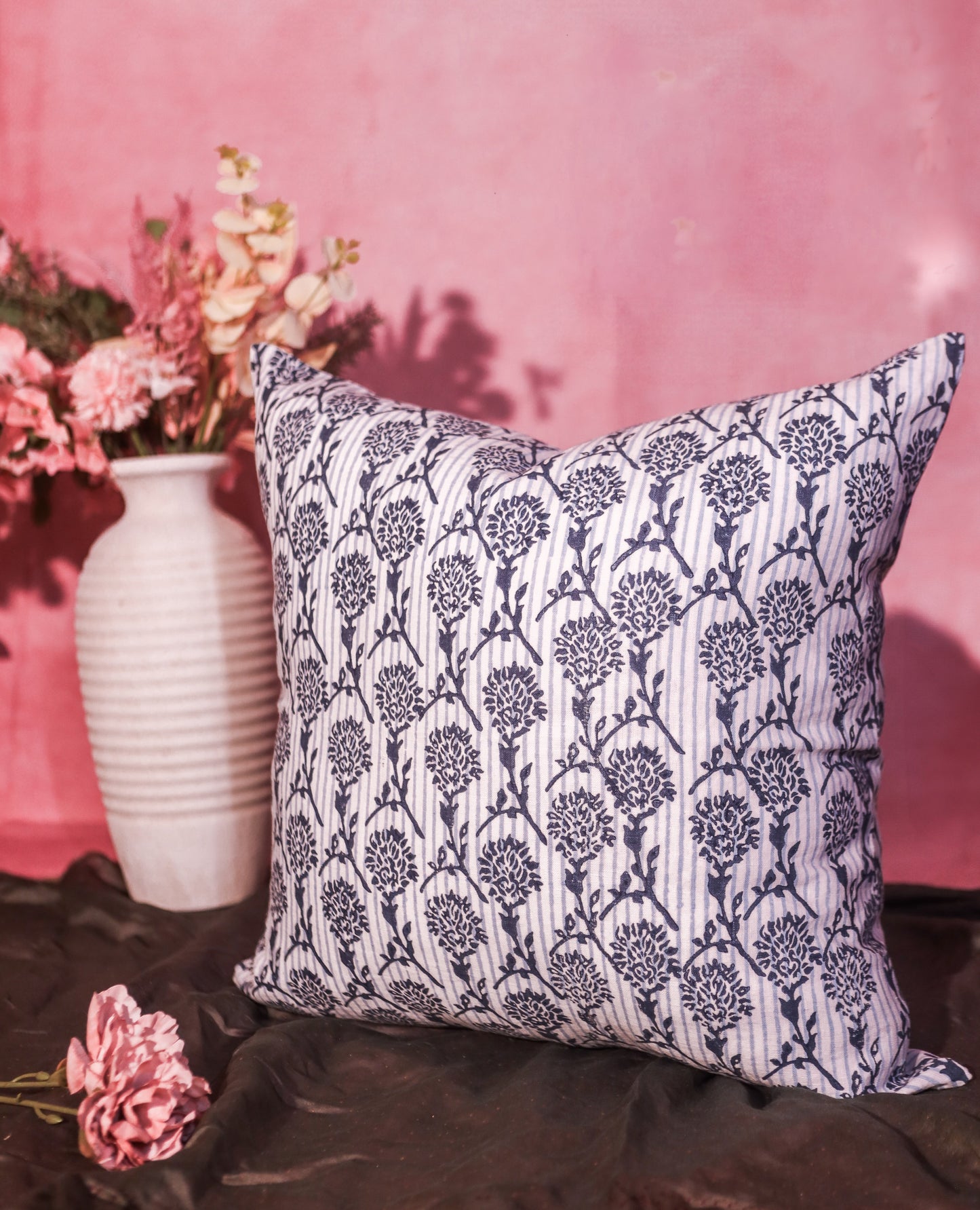 Nikhar Pure Linen Throw Pillow Cover - Serene Blue