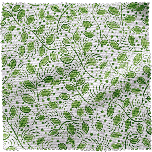 Printed Little Leaves Fabric - Green