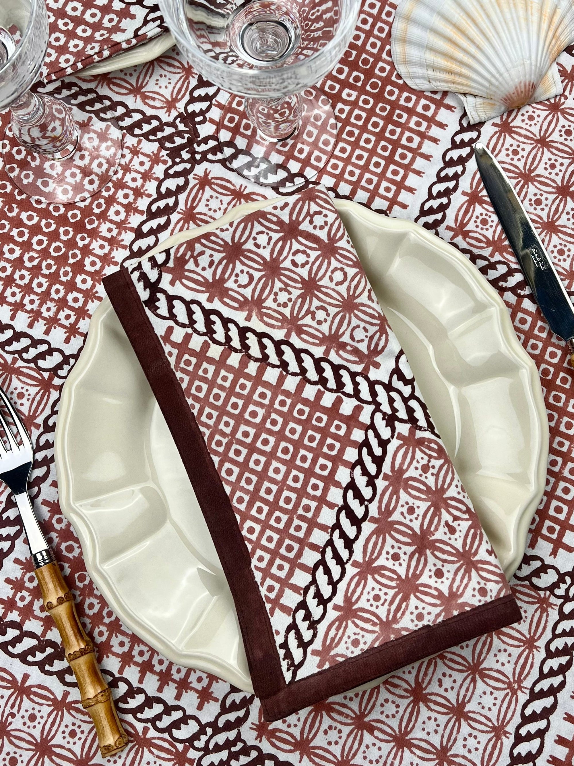’The Trellis’ - Napkin Set of 4 - Dusty Pink & Plum