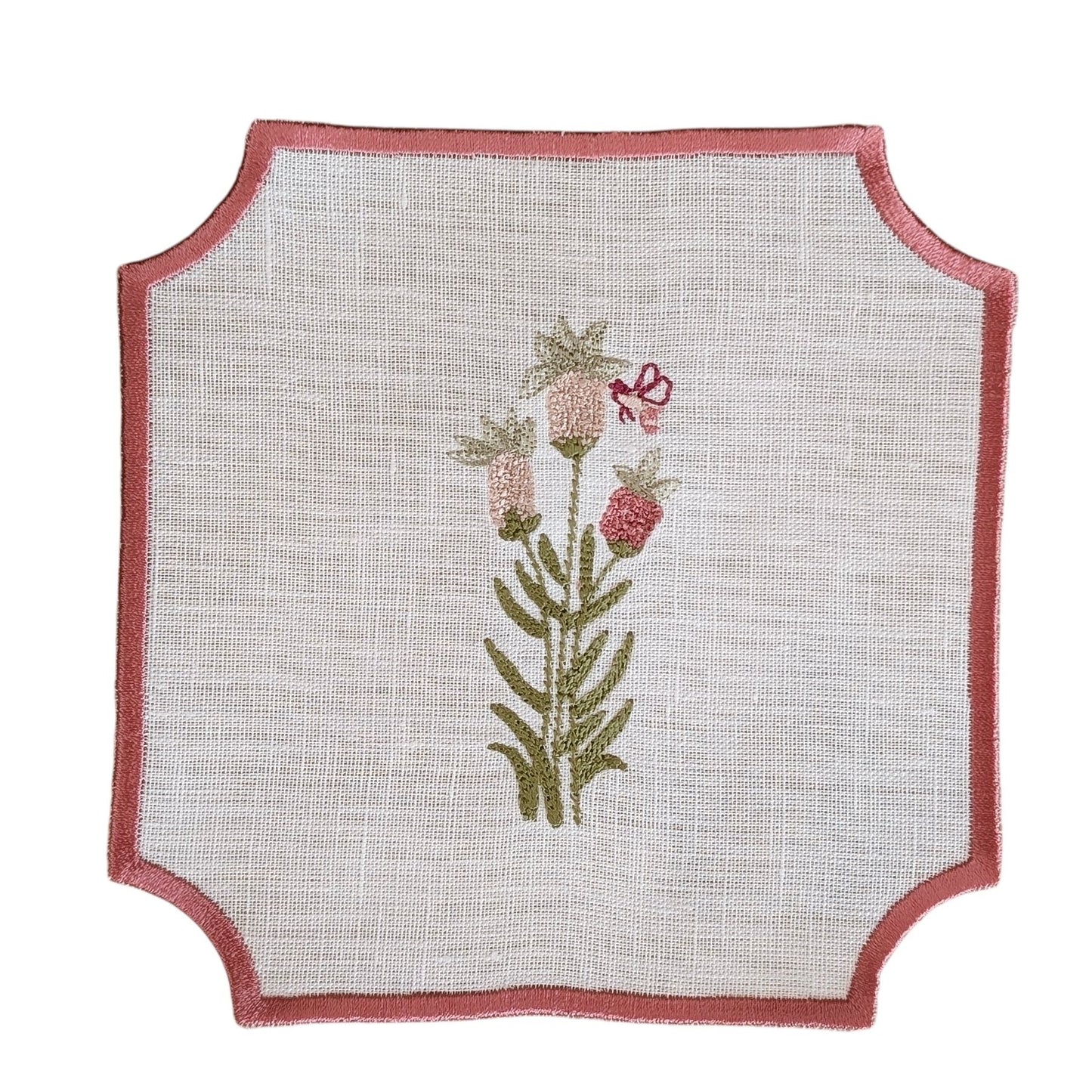 FLEUR - Floral Embroidery Cocktail Napkin Set (set of 6)