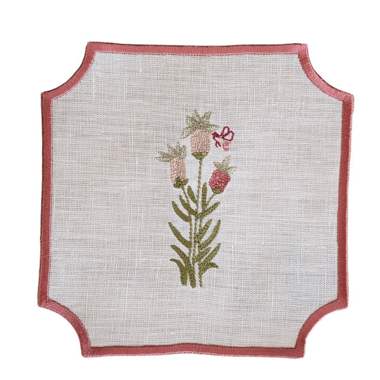 FLEUR - Floral Embroidery Cocktail Napkin Set (set of 6)