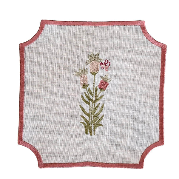 FLEUR - Floral Embroidery Cocktail Napkin Set (set of 6)