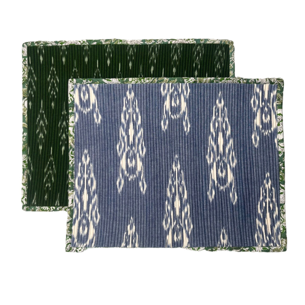 The Breakfast Ikat Placemat - Blue & Green