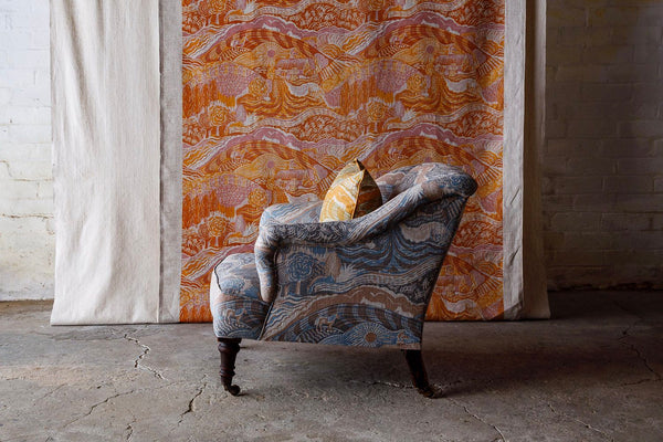 The Plough Fabric in Harvest Gold and Corn Grey